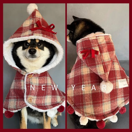 ☆ボンボン付きチェックマント☆