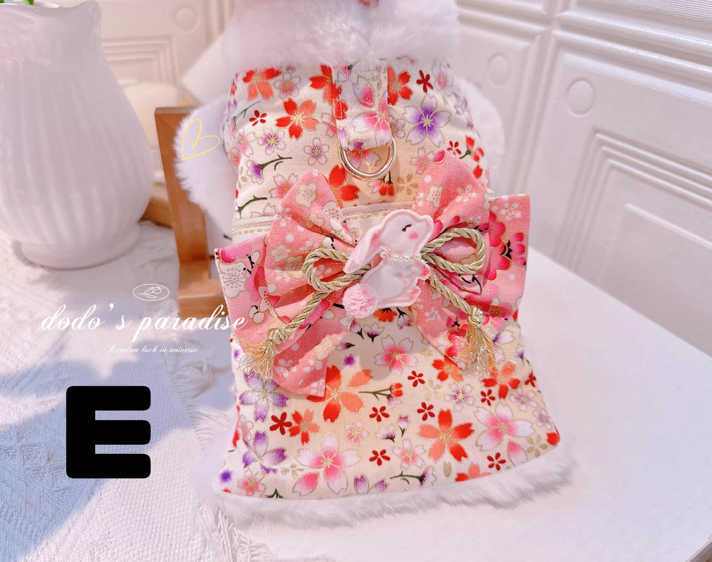 ☆【受注生産品】うさぎモチーフ帯の着物風コート☆